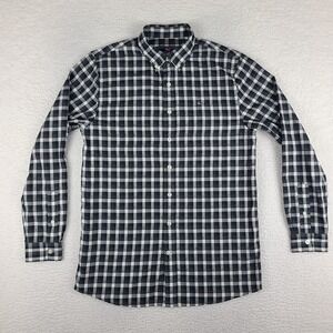 Vineyard Vines Whale Shirt Boys XL (18) Black Gray‎ Plaid Dress Button Down